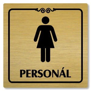 WC ženy personál, 100x100mm, zlatá, Texas